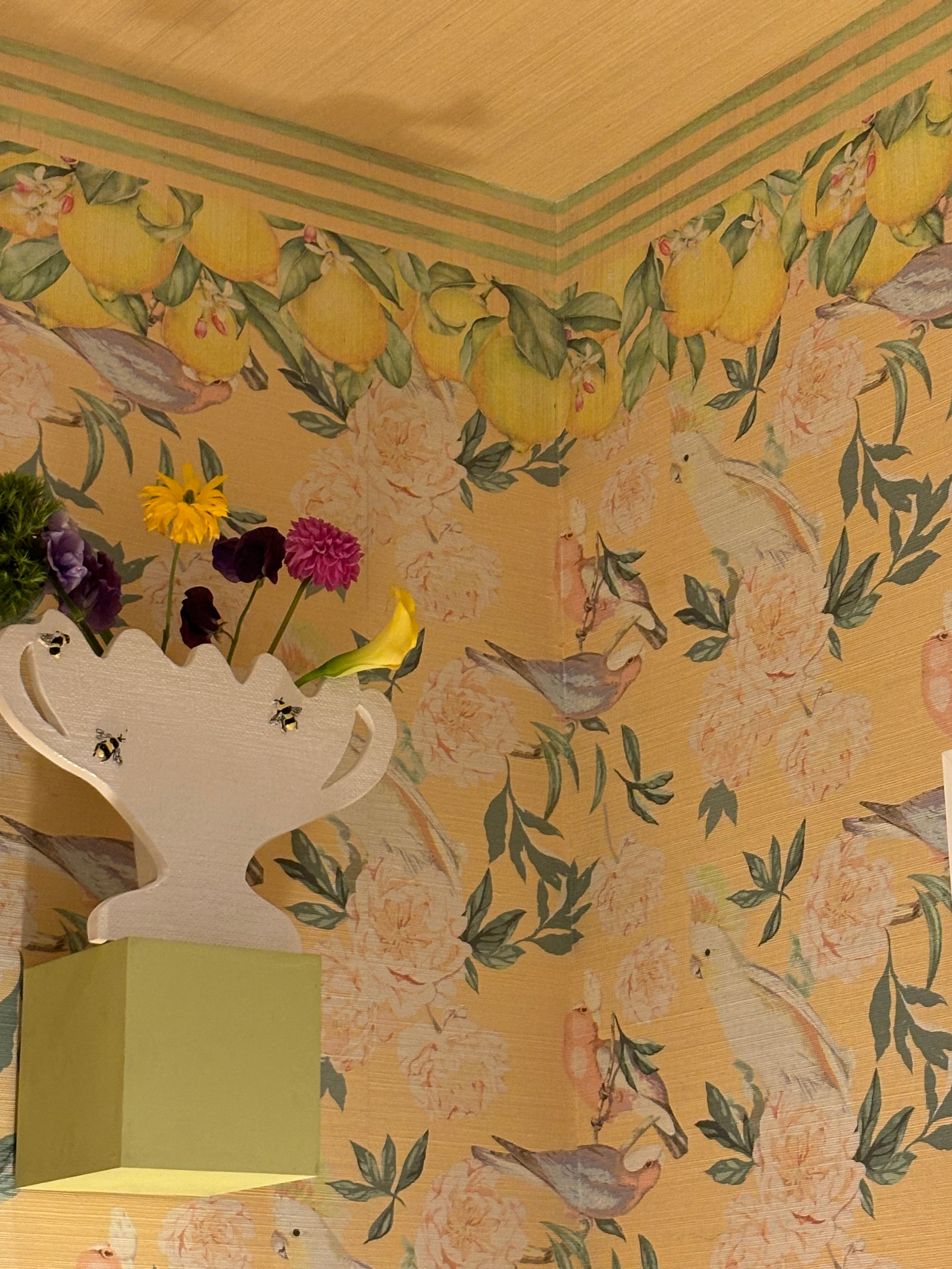 Peony Inspira Goldenrod Wallpaper, Per Yard