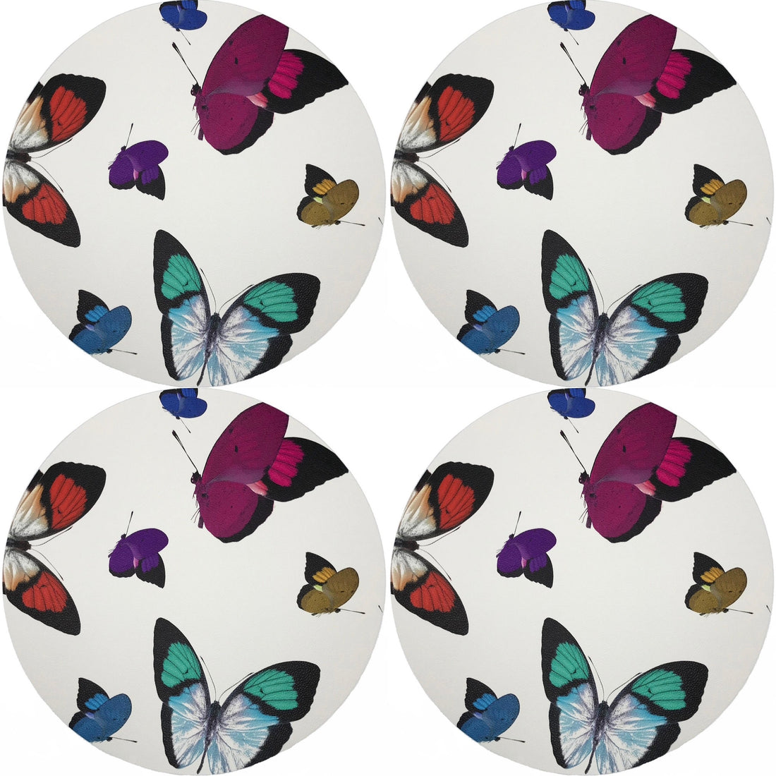 Butterflies Original 16 Round Pebble Placemats, Set Of 4