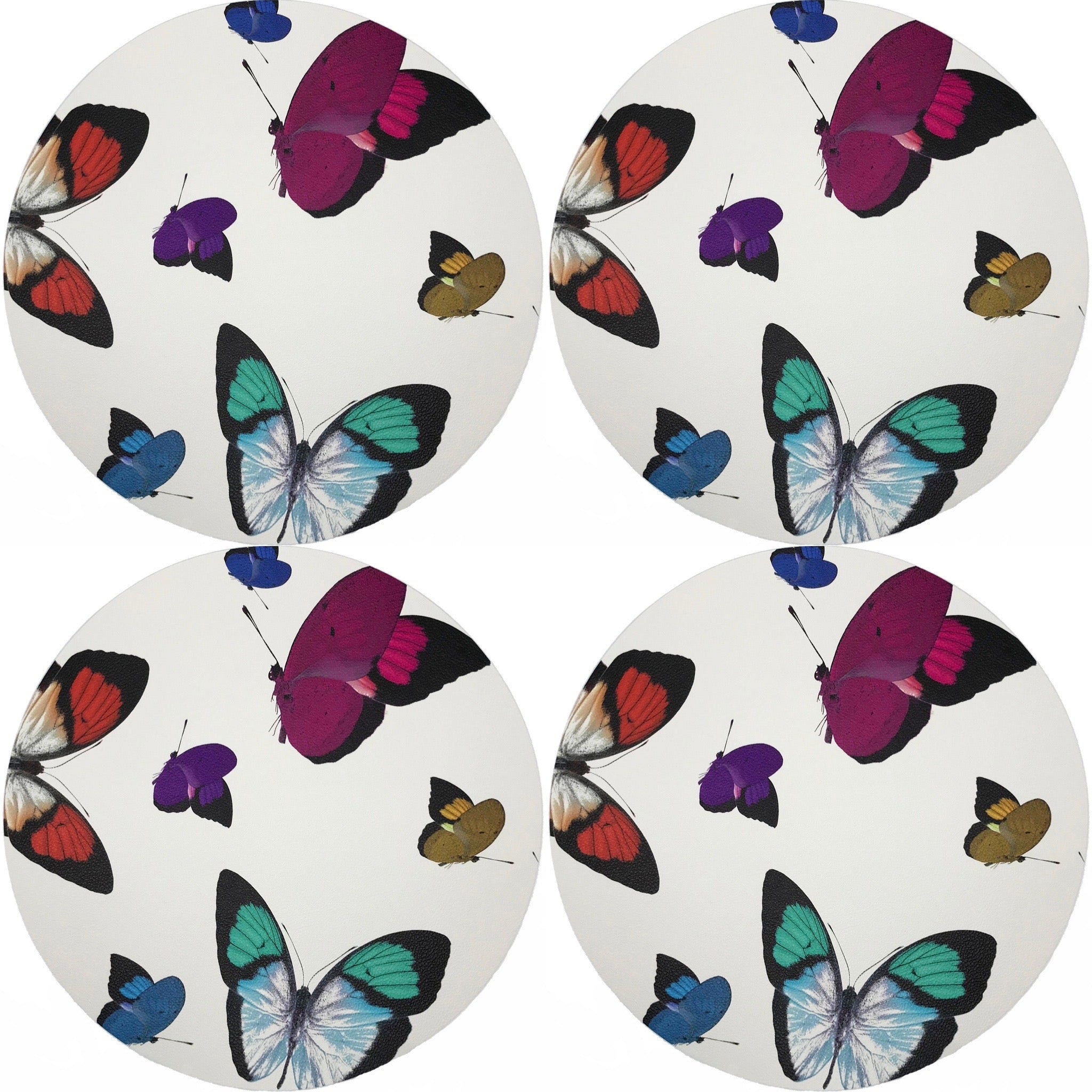 Butterflies Original 16 Round Pebble Placemats, Set Of 4