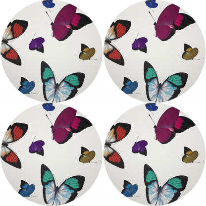 Butterflies Original 16 Round Pebble Placemats, Set Of 4