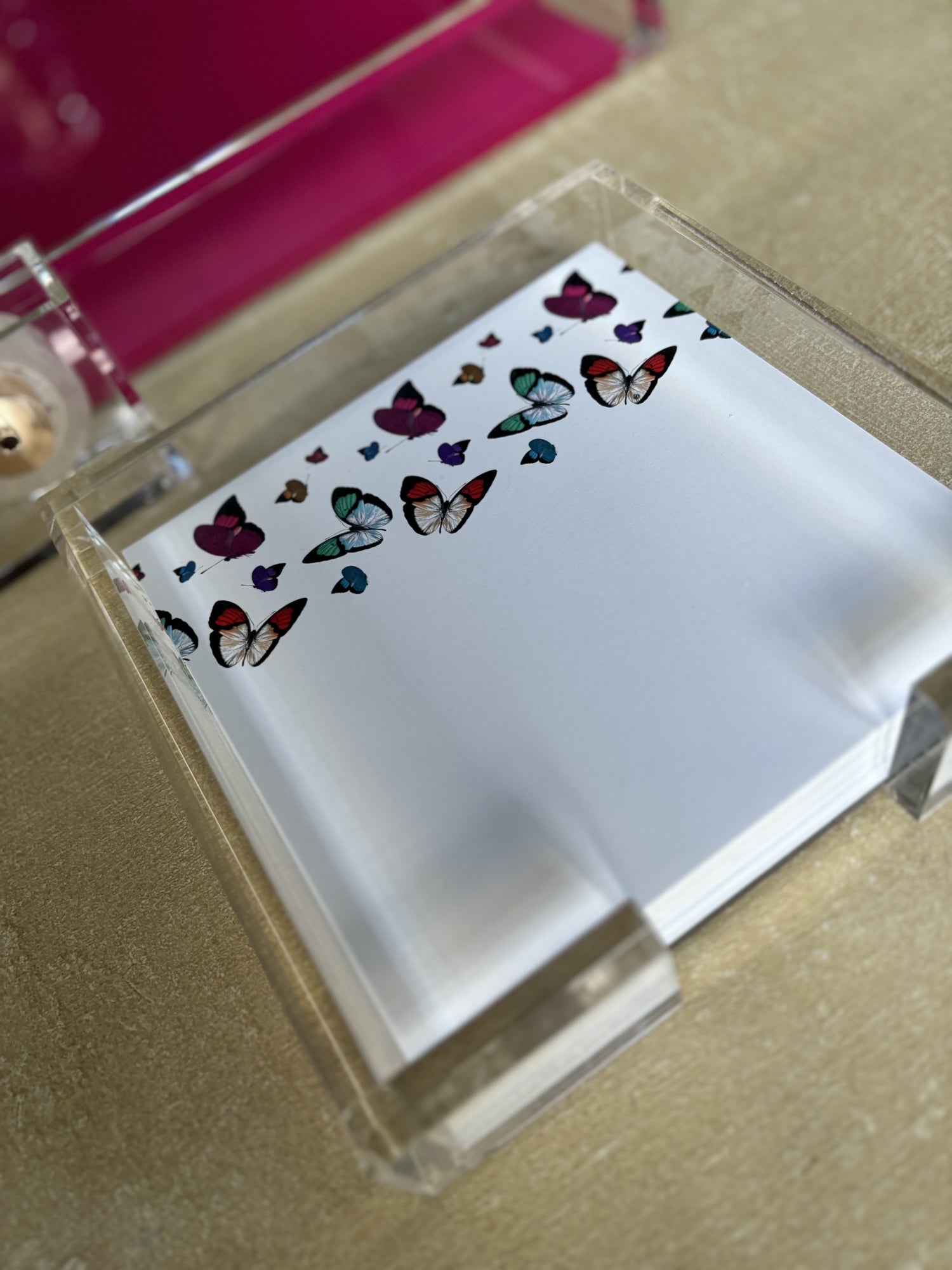 Note Cards by Nicolette Mayer With Acrylic Box in Butterflies Pattern