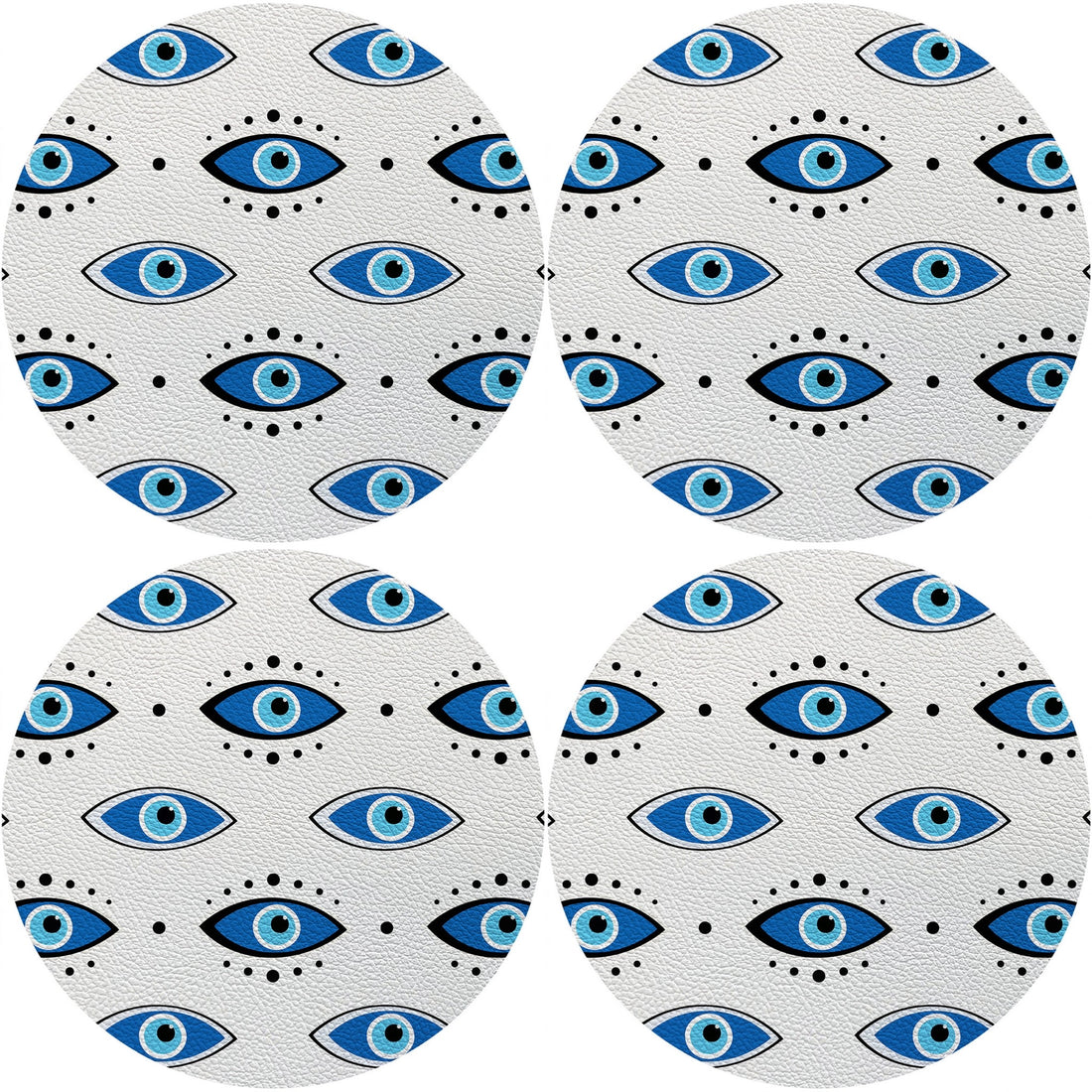 Eyes Blue White 16 Round Pebble Placemats, Set Of 4