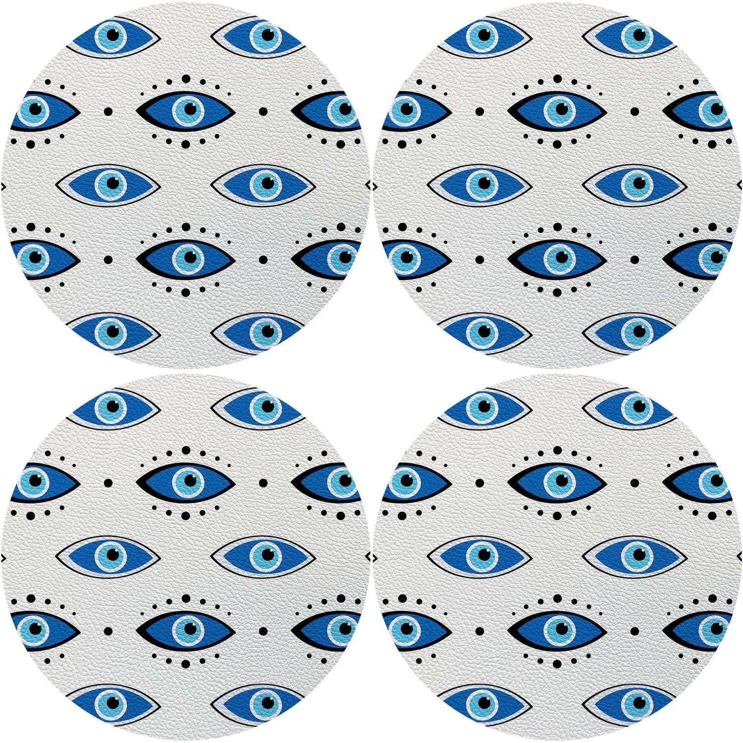 Eyes Blue White 16 Round Pebble Placemats, Set Of 4