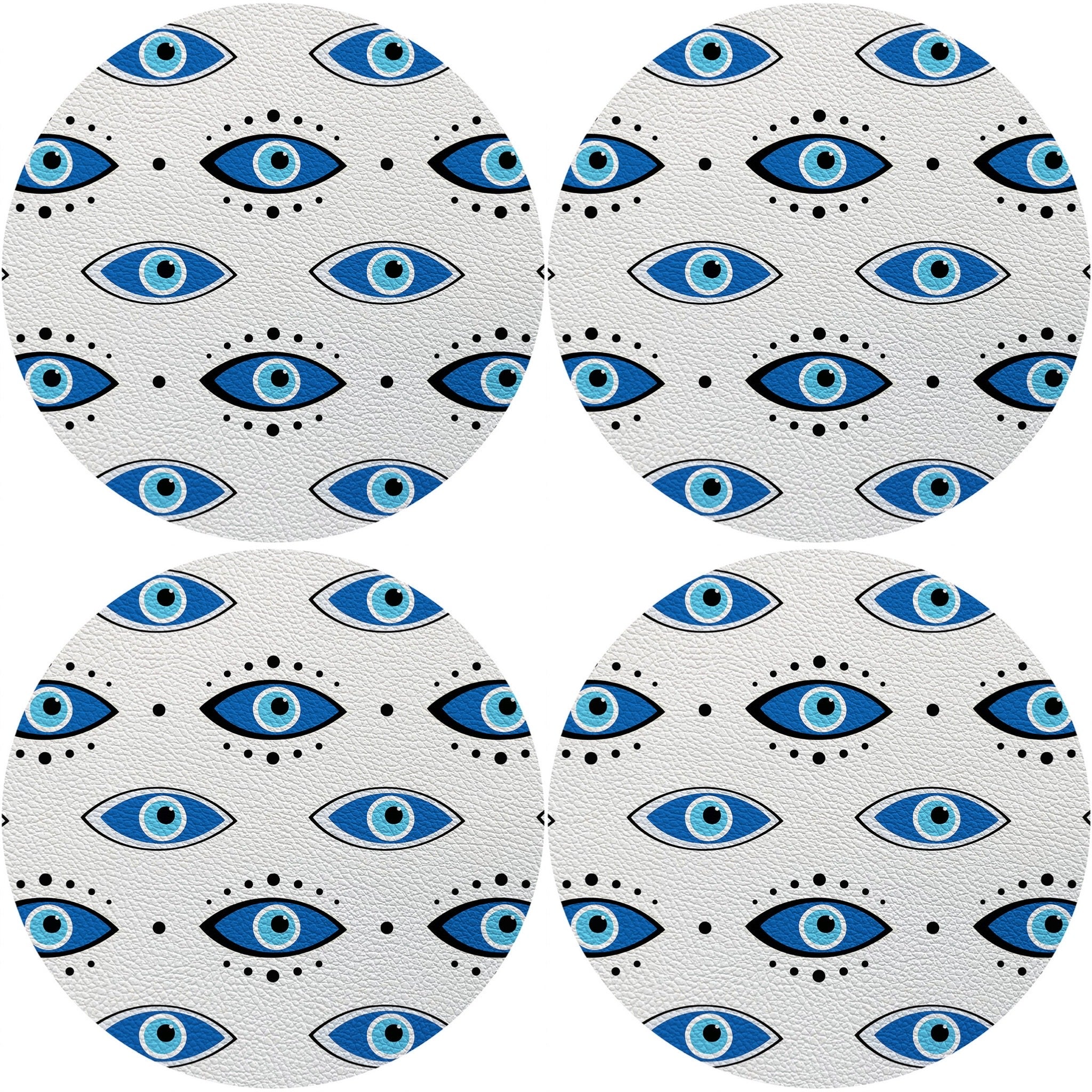 Eyes Blue White 16 Round Pebble Placemats, Set Of 4