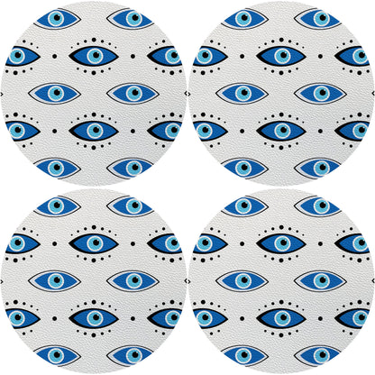 Eyes Blue White 16 Round Pebble Placemats, Set Of 4