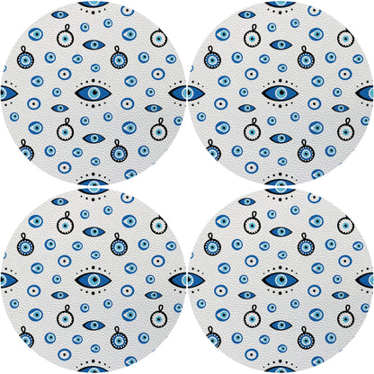 Eye on You White 16 Round Pebble Placemats, Set Of 4