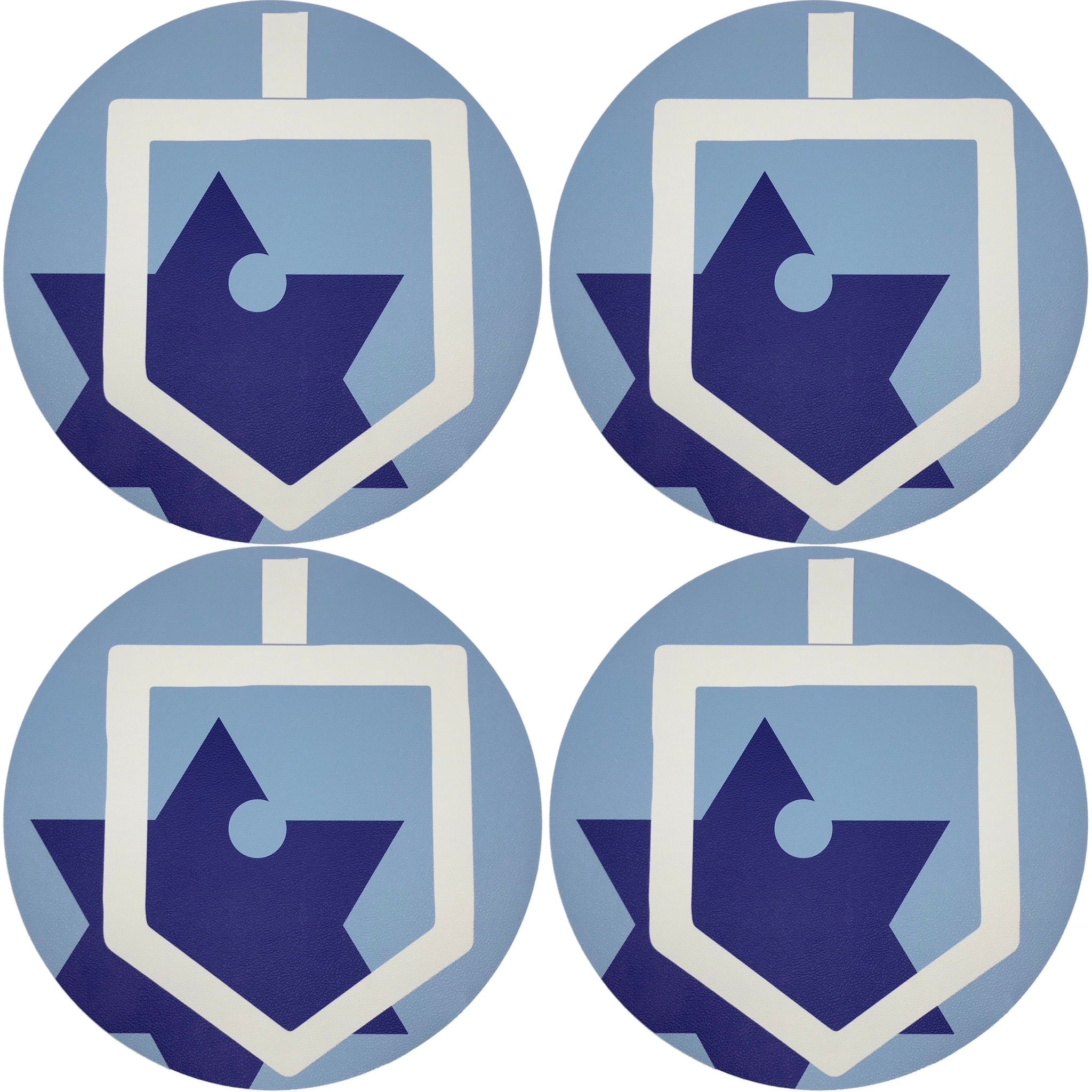 Hannukah Dreidel 16 Round Pebble Placemats, Set Of 4