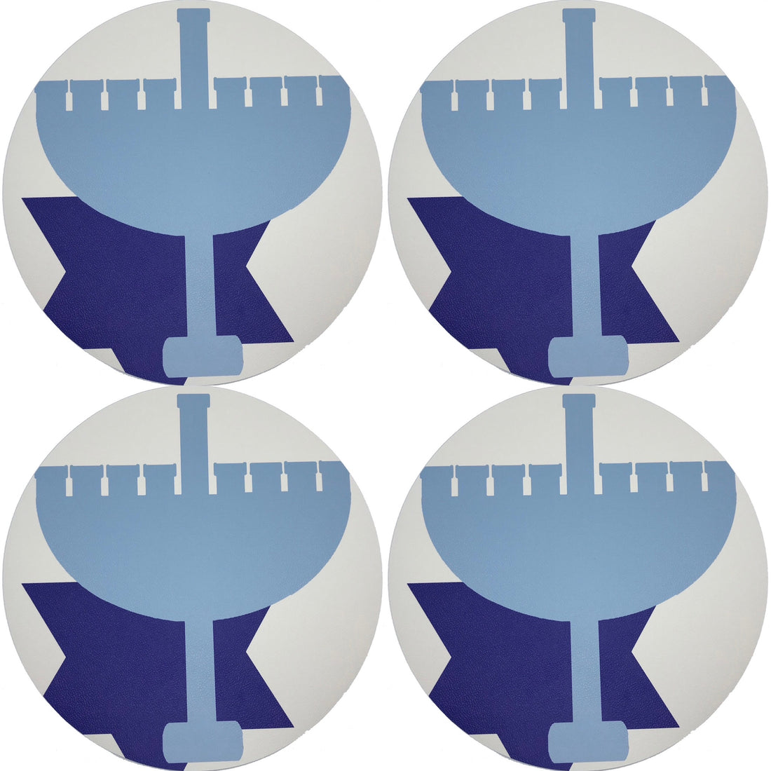 Menorah 16 Round Pebble Placemats, Set Of 4