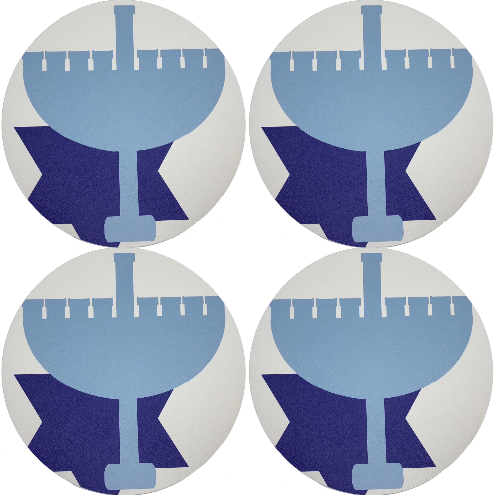 Menorah 16 Round Pebble Placemats, Set Of 4