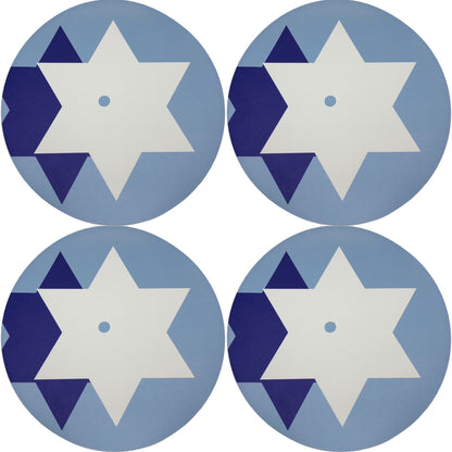 Star of David 16 Round Pebble Placemats, Set Of 4