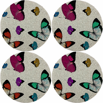 Butterflies 16 Round Beaded Rough Cut - Set of 4