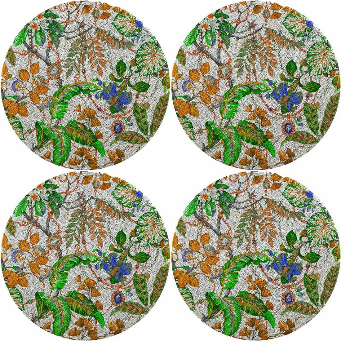 Plumeria Tangerine 16 Round Smooth Beaded Placemats - Set of 4