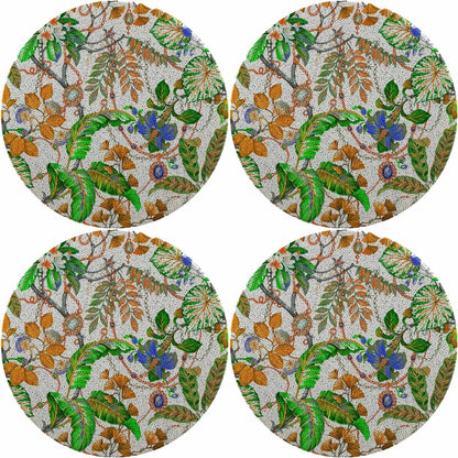 Plumeria Tangerine 16 Round Smooth Beaded Placemats - Set of 4