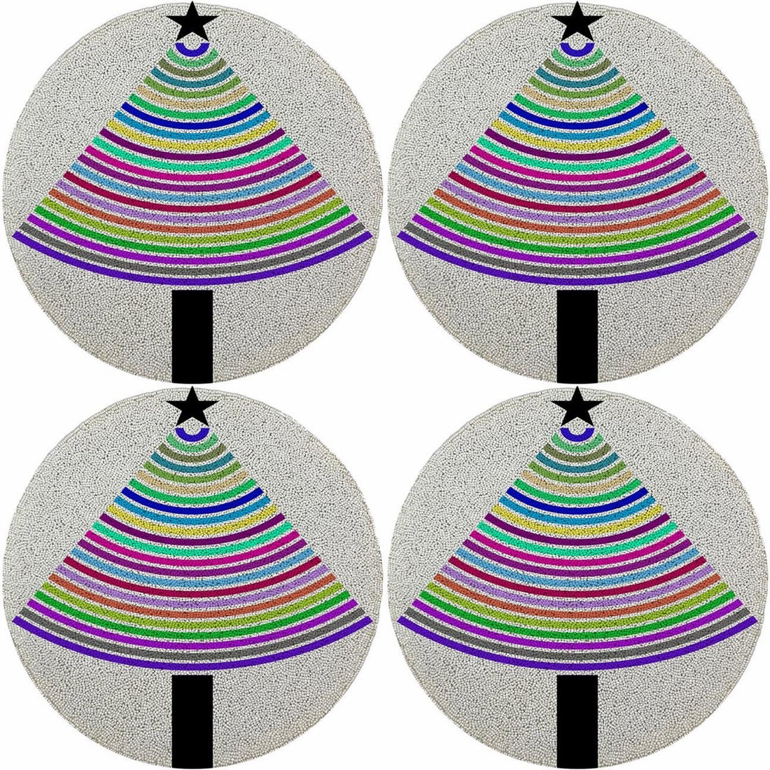 Christmas Tree Brights 16 Round Beaded Smooth - Set of 4