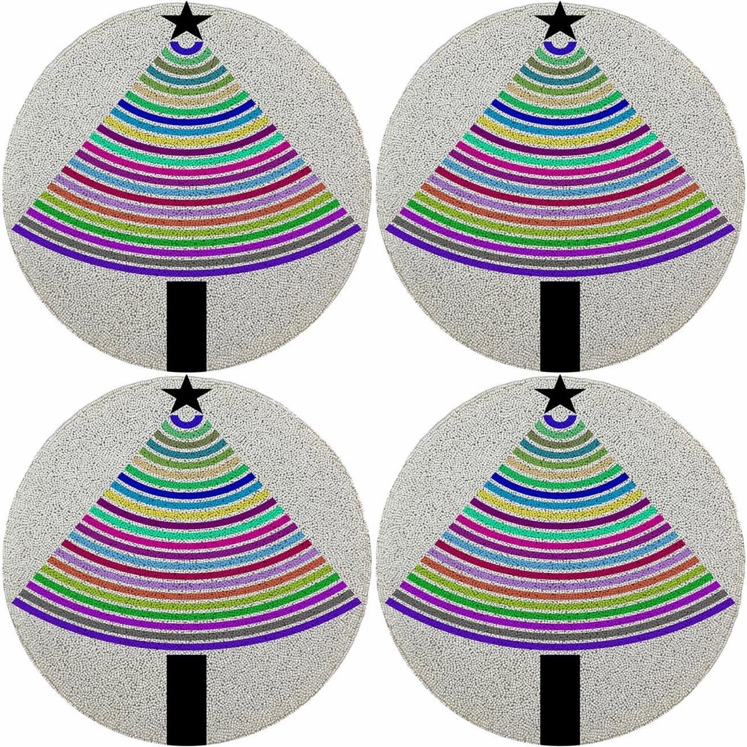 Christmas Tree Brights 16 Round Beaded Smooth - Set of 4