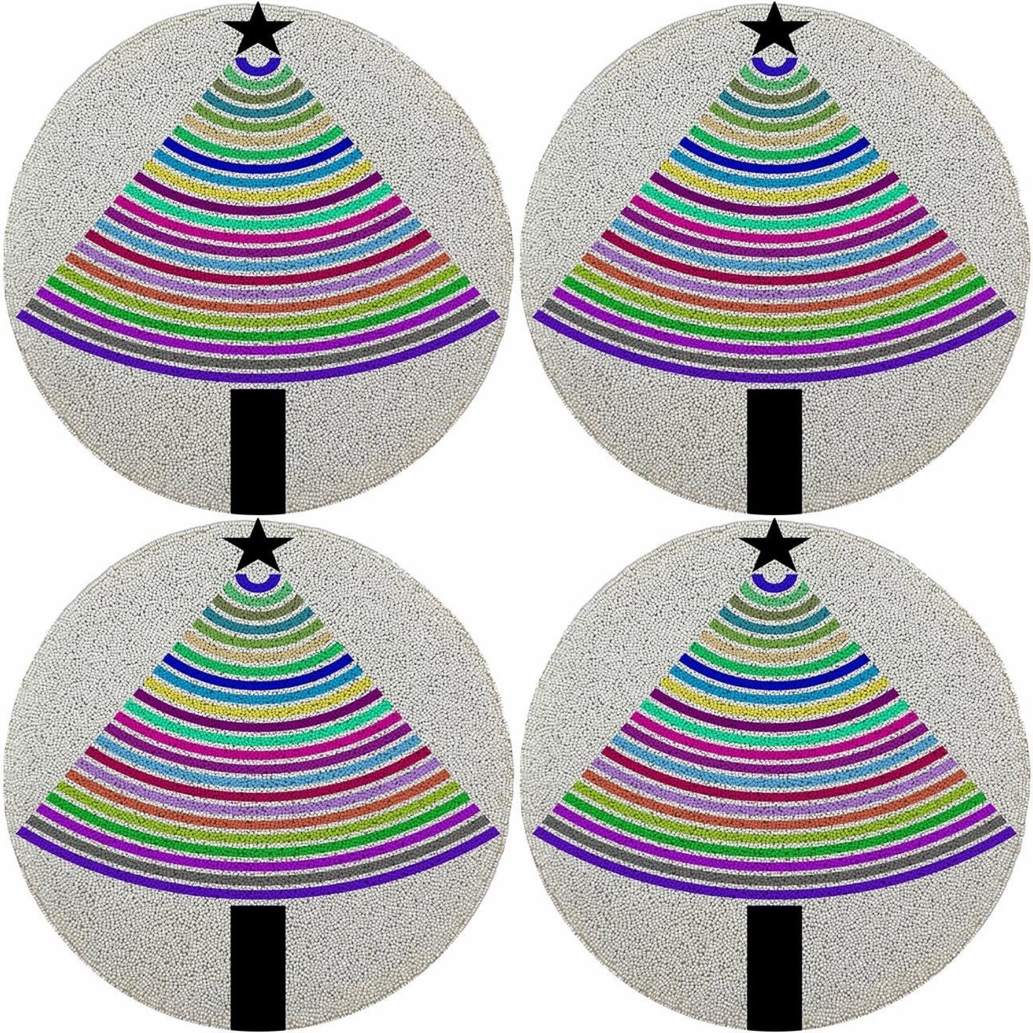 Christmas Tree Brights 16 Round Beaded Smooth - Set of 4