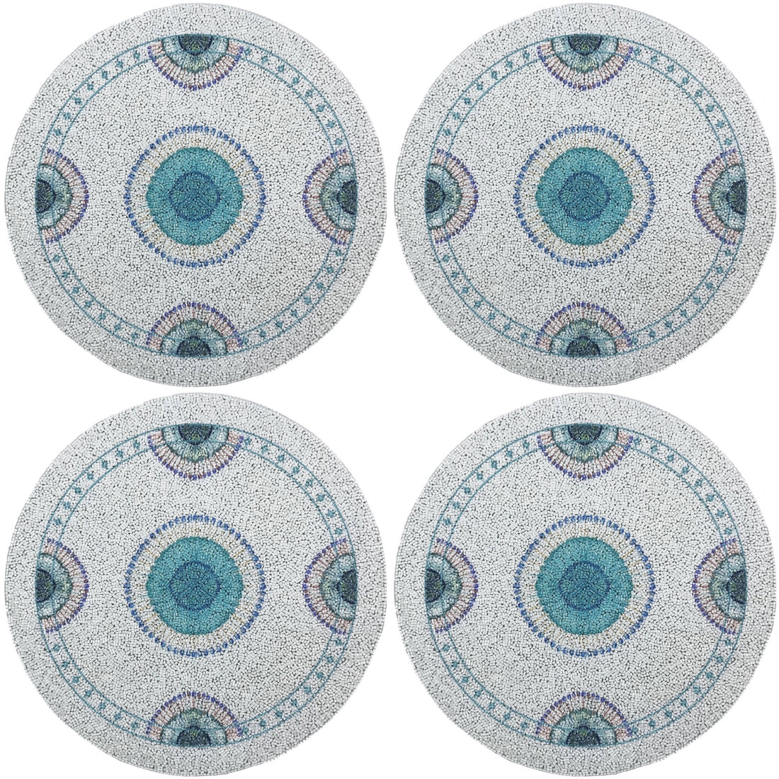 Birds Of A Feather 16 Round Beaded Placemat Rough Cut - Set of 4