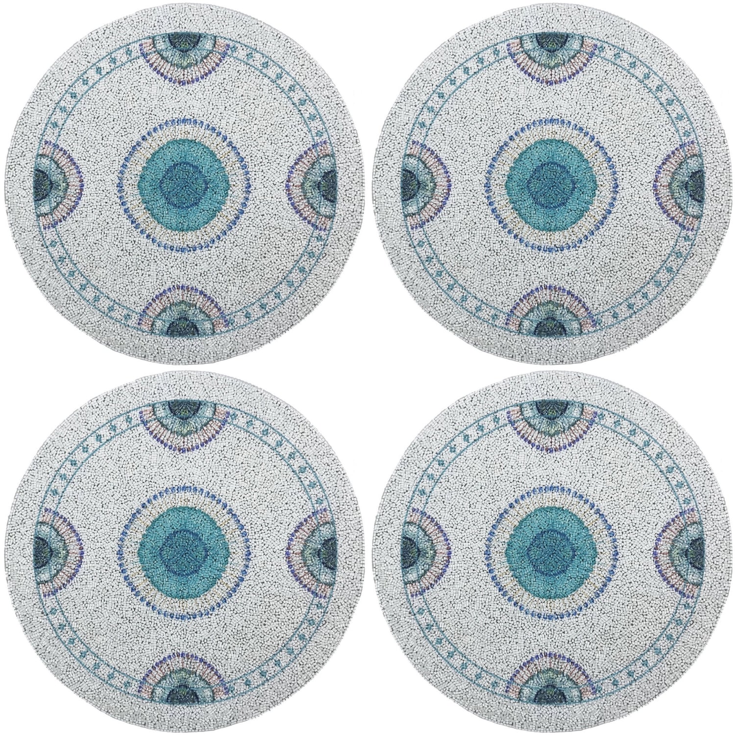 Birds Of A Feather 16 Round Beaded Placemat Rough Cut - Set of 4