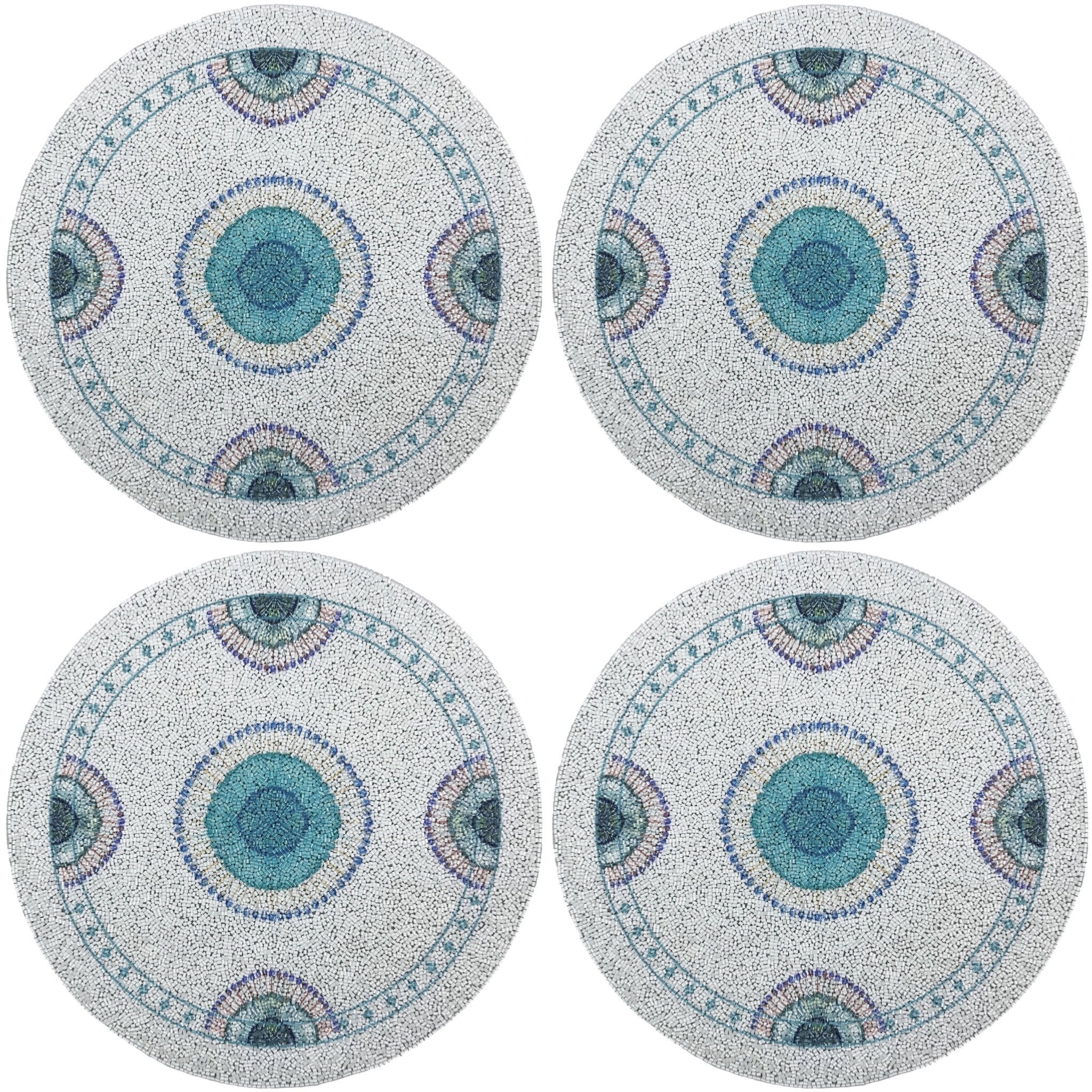 Birds Of A Feather 16 Round Beaded Placemat Rough Cut - Set of 4