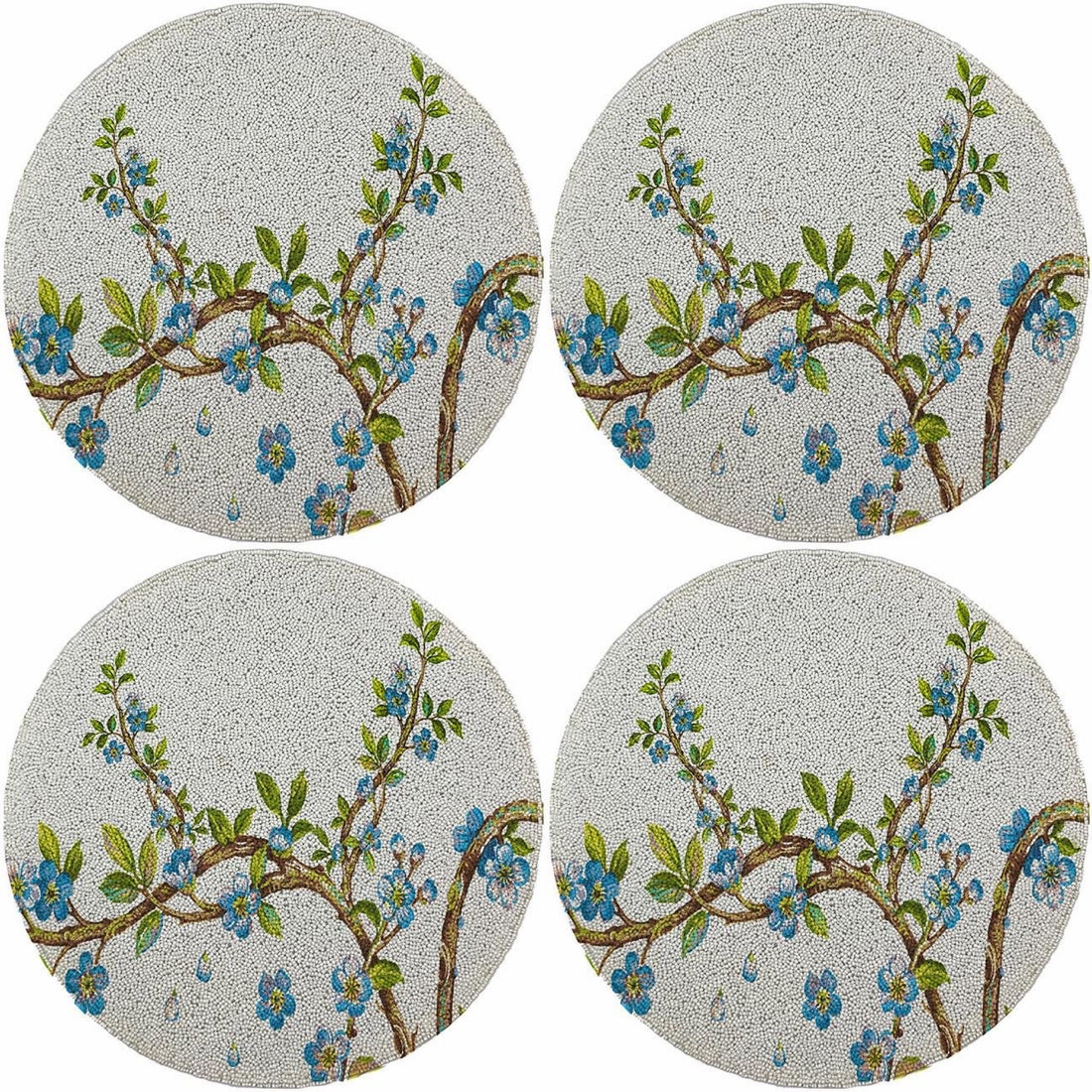 Cherry Blossom Blue 16 Round Beaded Smooth - Set of 4