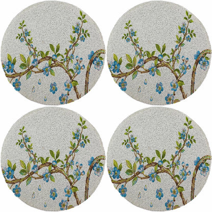 Cherry Blossom Blue 16 Round Beaded Smooth - Set of 4