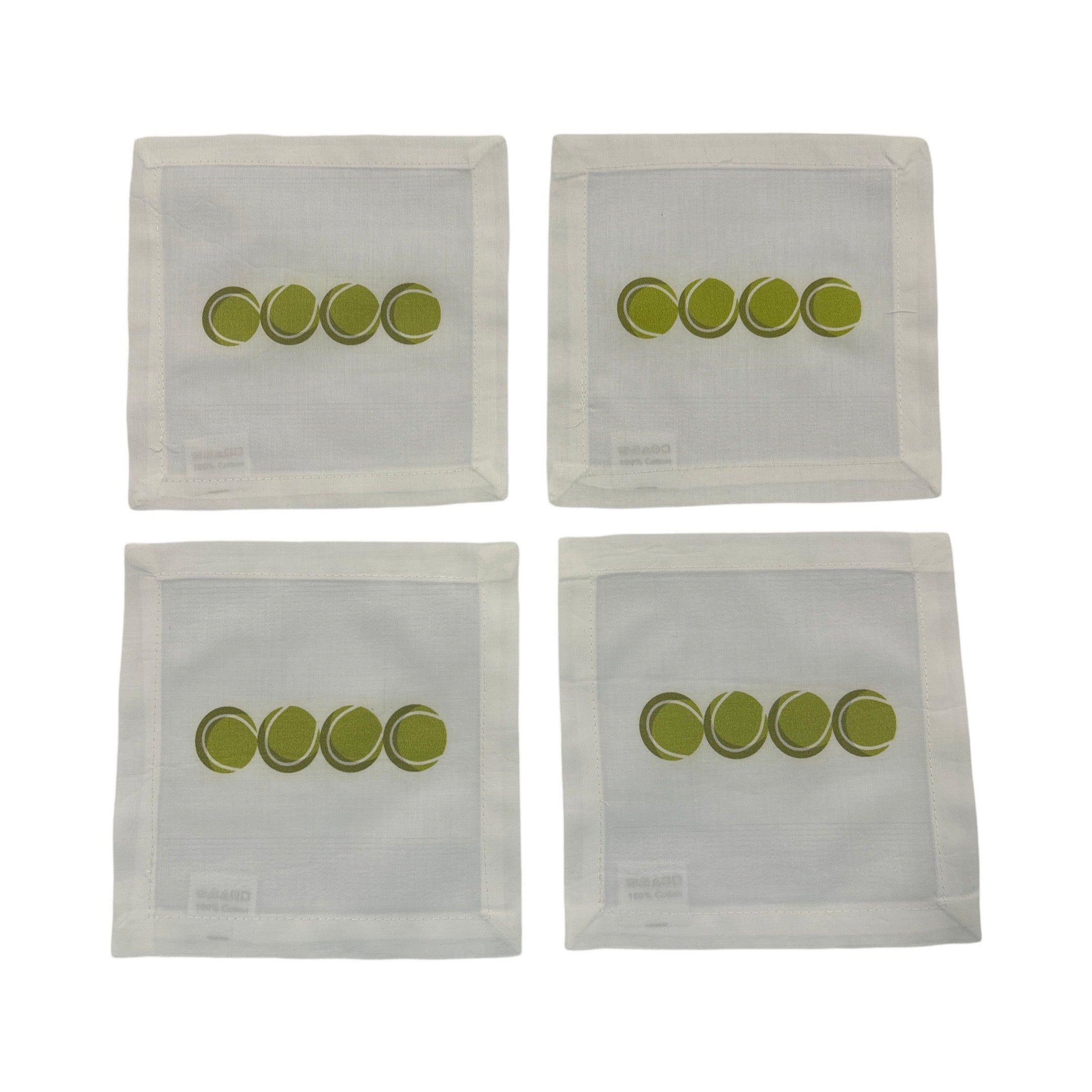 Tennis Balls 6X6 Cotton Sateen Cocktail, Set of 4