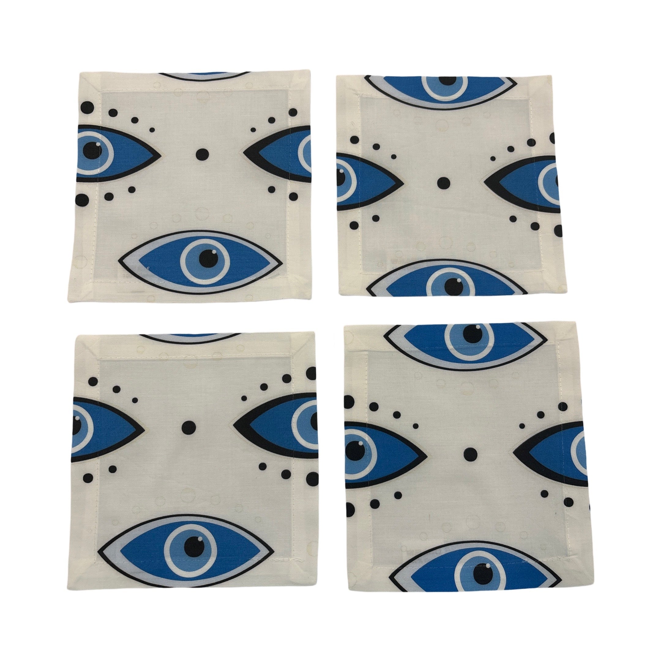 Eyes Blue 6X6 Cotton Sateen Cocktail, Set of 4