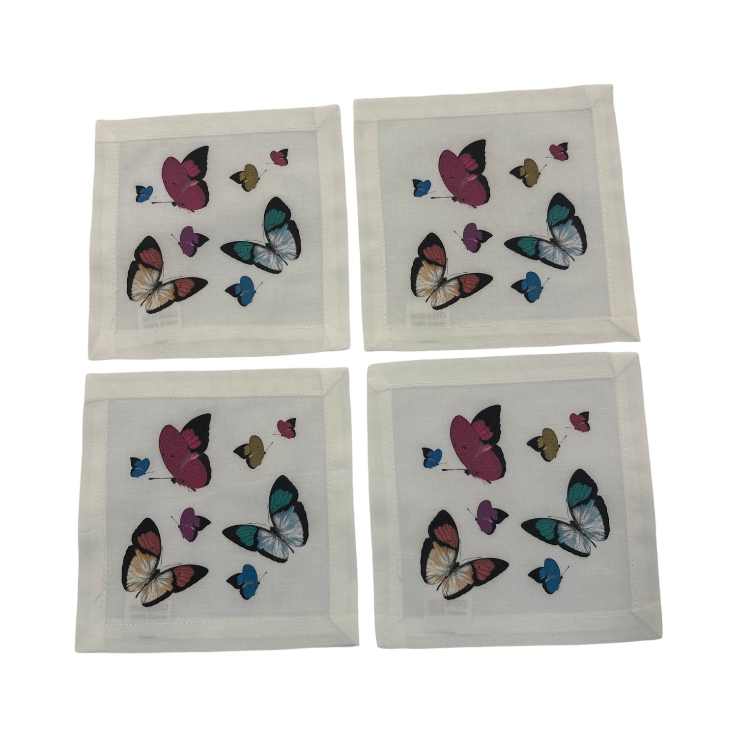 Butterflies 6X6 Cotton Sateen Cocktail Napkins, Set of 4