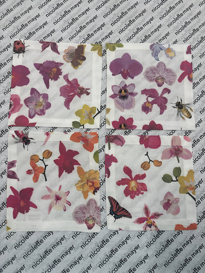 Precise Orchid 6X6 Cotton Sateen Cocktail, Set of 4