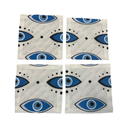 Eyes Blue 6X6 Cotton Sateen Cocktail, Set of 4