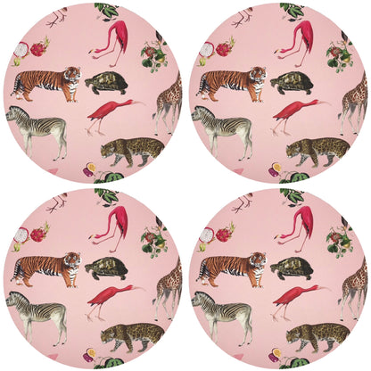 Exotix Flamingo 16&quot; Round Pebble Placemat, Set Of 4