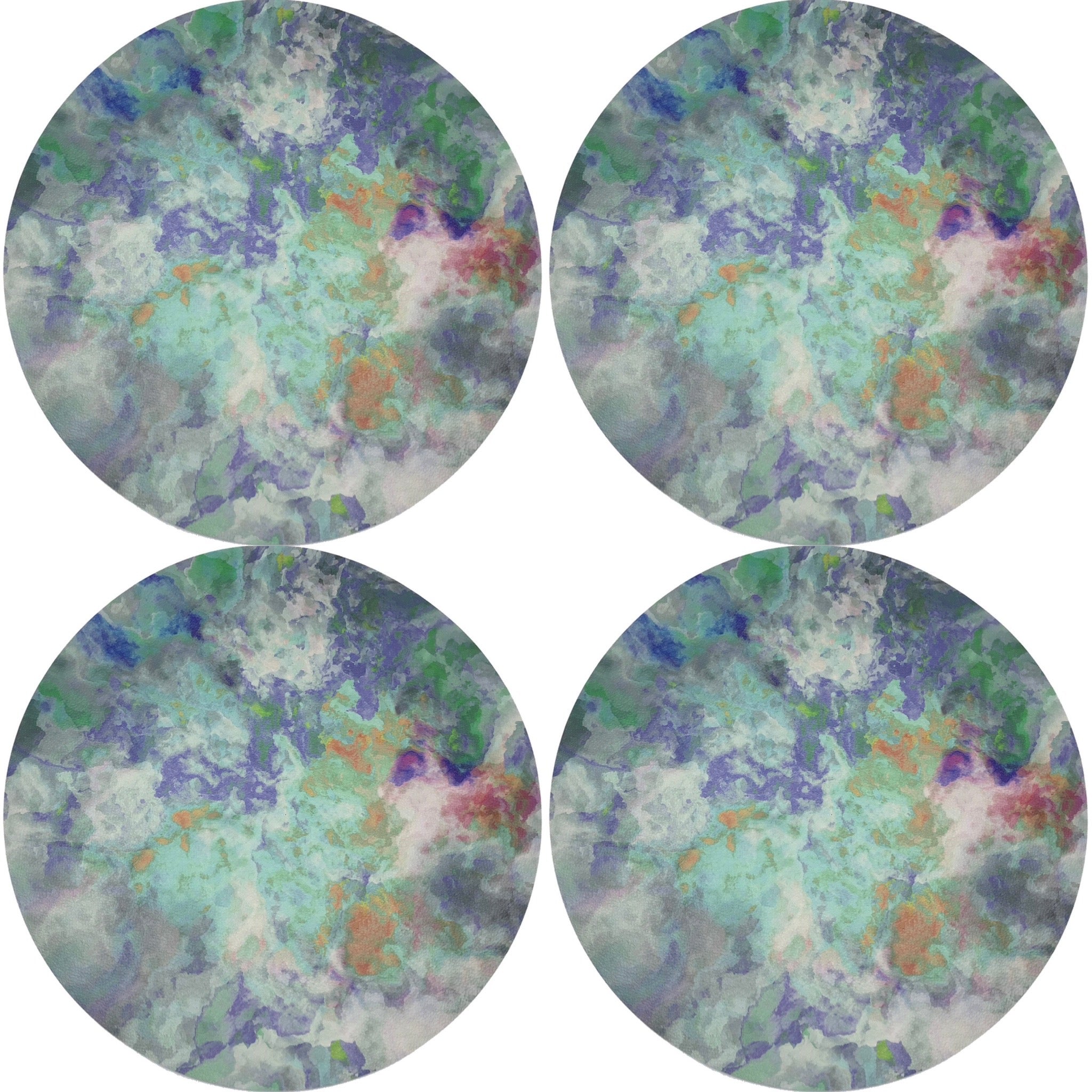 IMPRESSIONISM SPRING 16&quot; ROUND PEBBLE PLACEMATS, SET OF 4