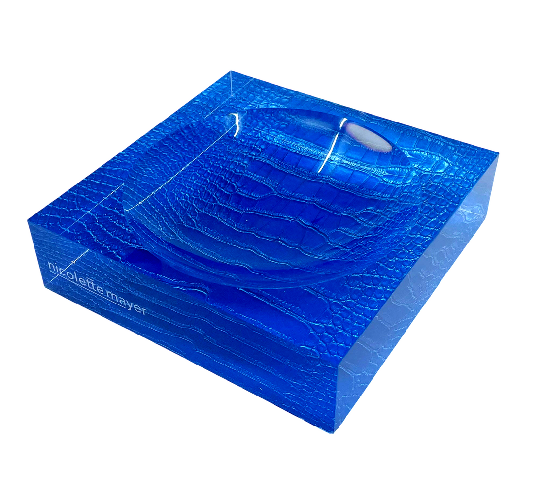 Crocodile Kyoto Blue Acrylic Candy Bowl 6x6