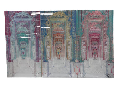 Palatial Jaipur Multi Triptych 96X48 Acrylic Art