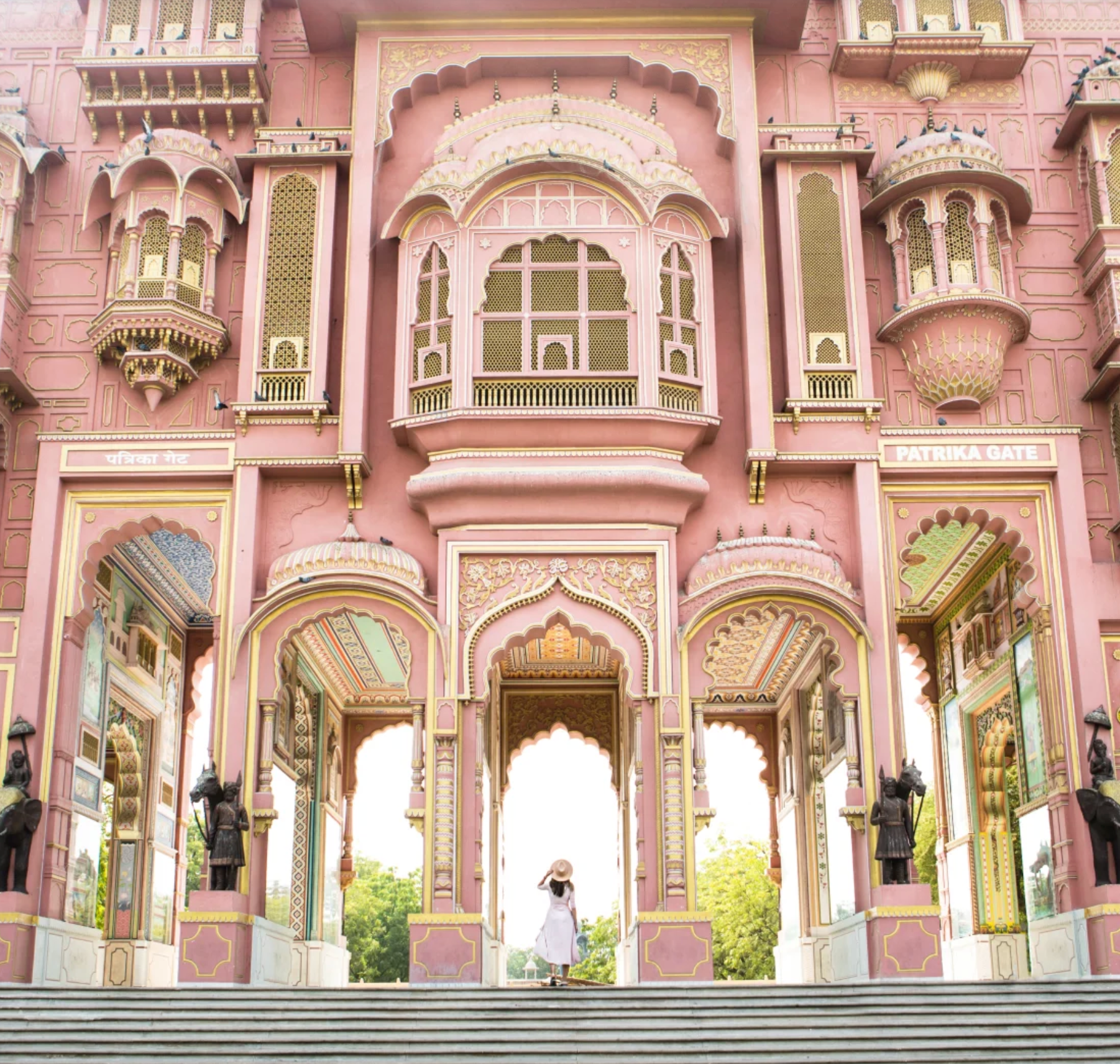 Palatial Jaipur Multi Triptych 96X48 Acrylic Art