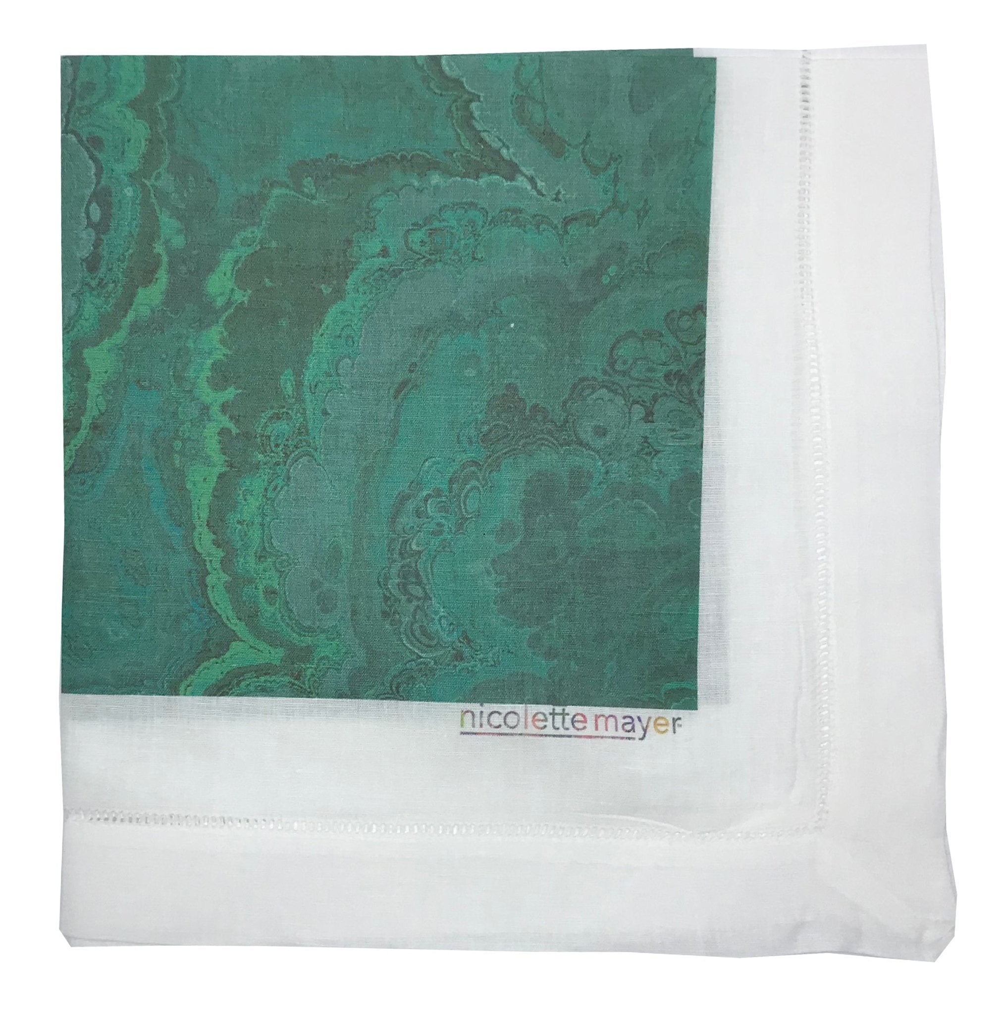 Agate Malachite 22&quot;X22&quot; Hemstitch Dinner Napkin, Set Of 4 - nicolettemayer.com