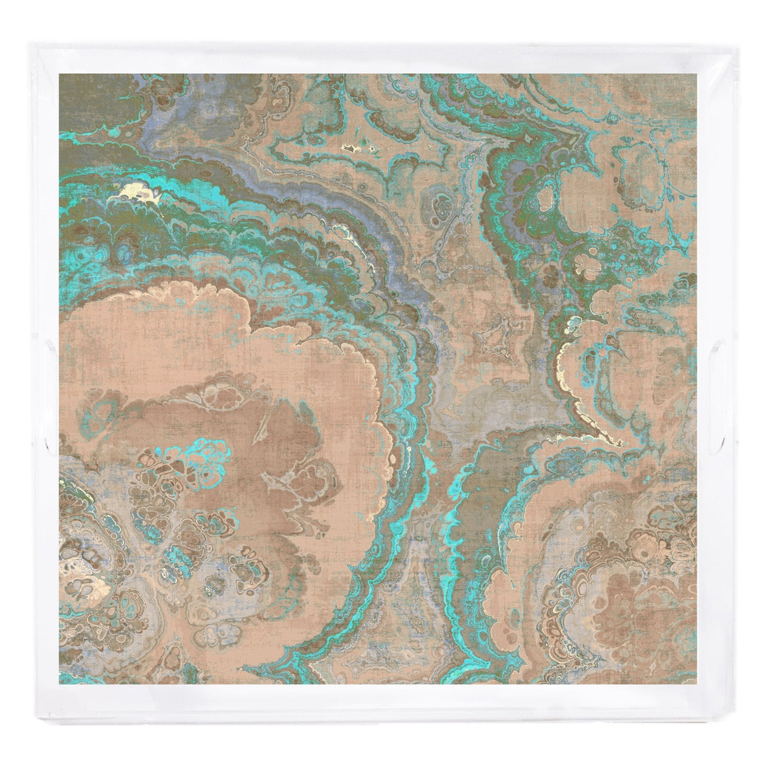 Agate Malachite Beveled/Polished Acrylic 18&quot;X18&quot; Large Size Square Printed Tray - nicolettemayer.com