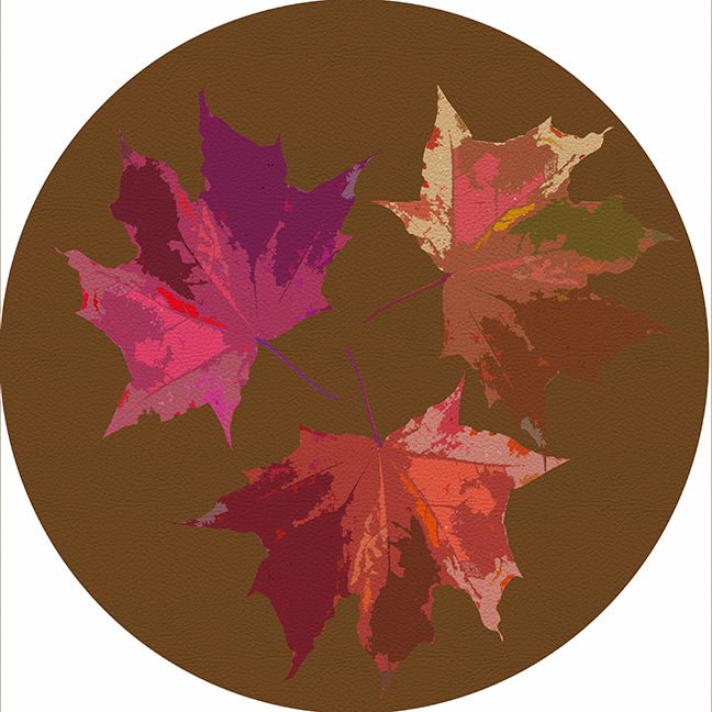 Autumn Leaves Brown 16&quot; Round Pebble Placemat Set of 4 - nicolettemayer.com