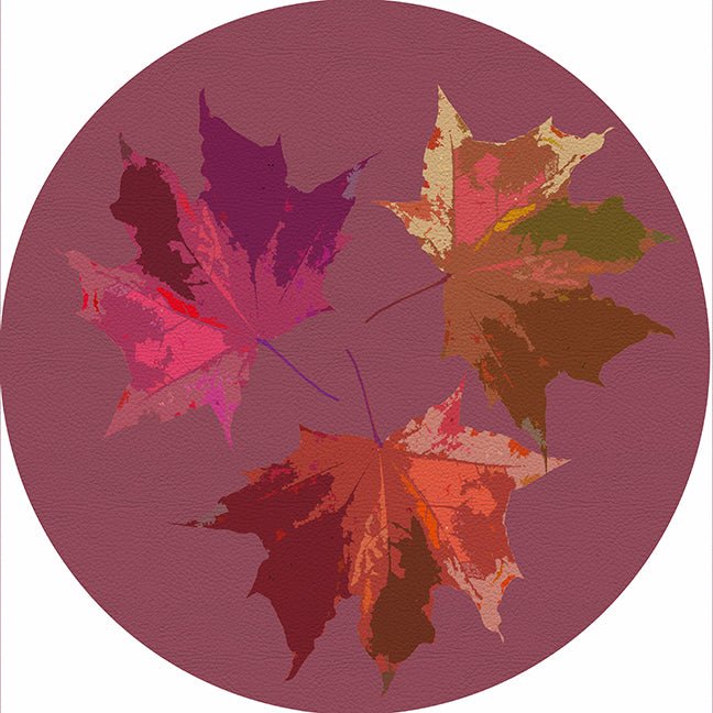 Autumn Leaves Mauve 16&quot; Round Pebble Placemat Set of 4 - nicolettemayer.com