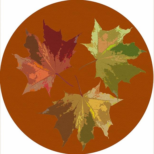 Autumn Leaves Rust 16&quot; Round Pebble Placemat Set of 4 - nicolettemayer.com