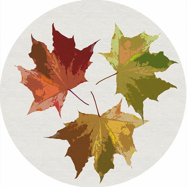 Autumn Leaves White 16&quot; Round Pebble Placemat Set of 4 - nicolettemayer.com