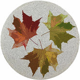 Autumn Leaves White Round Beaded Smooth Cut Placemat Set of 4 - nicolettemayer.com