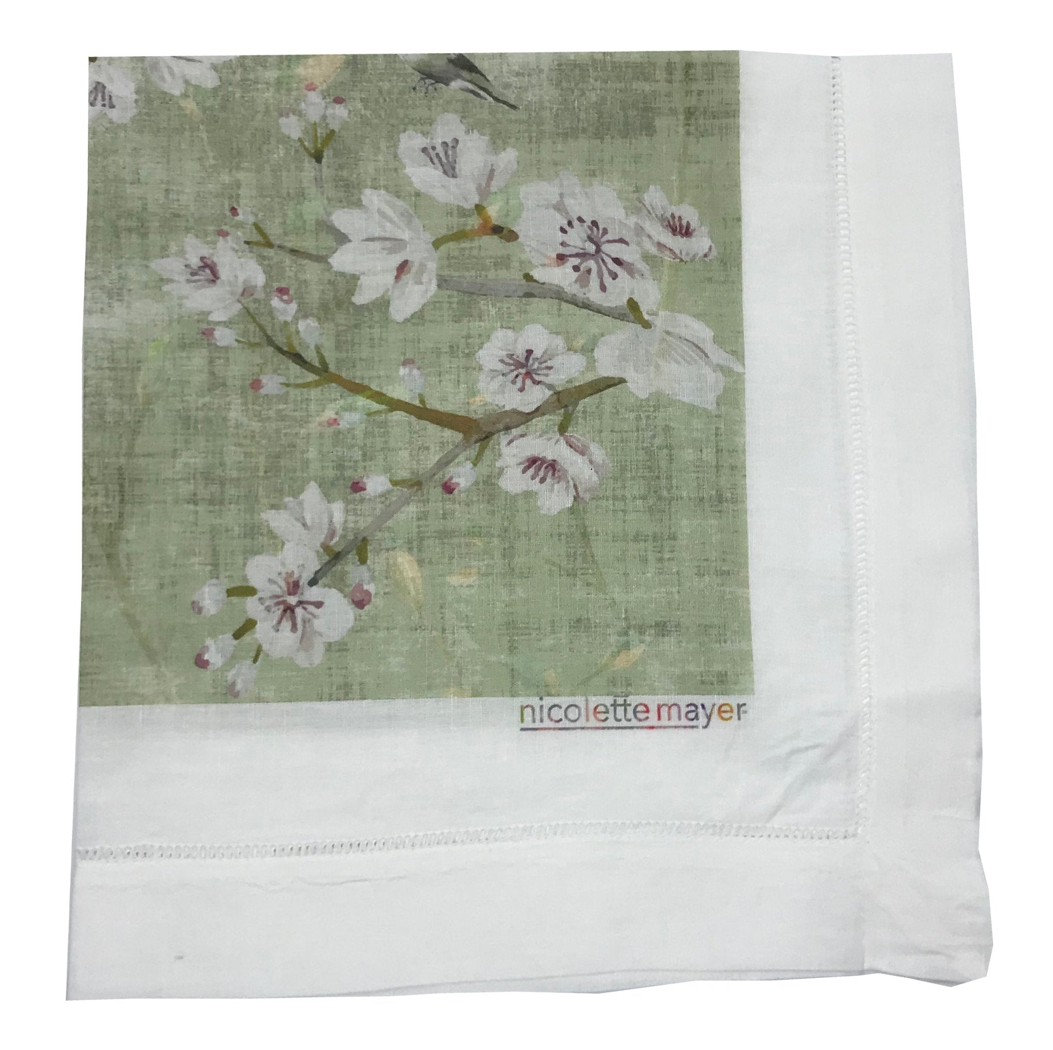 BLOSSOM FANTASIA CELADON 22&quot;X22&quot; HEMSTITCH DINNER NAPKIN, SET OF 4 - nicolettemayer.com