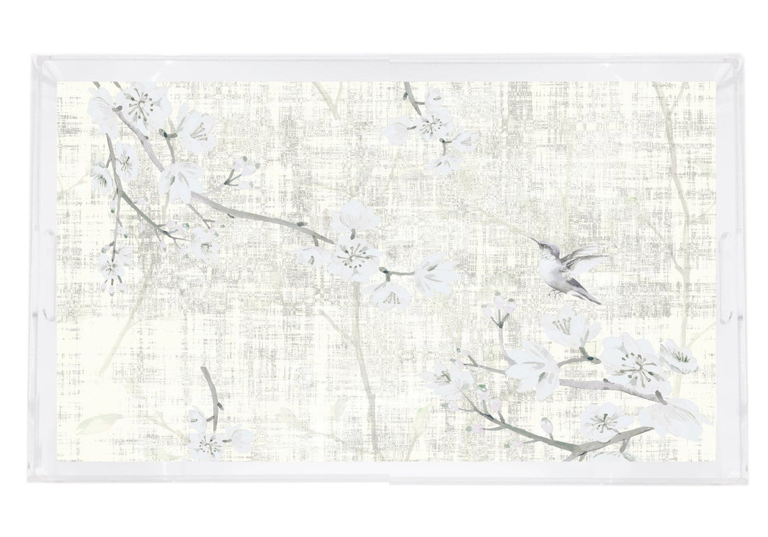 BLOSSOM FANTASIA Ivory 22.5X14.5 ACRYLIC TRAY - nicolettemayer.com