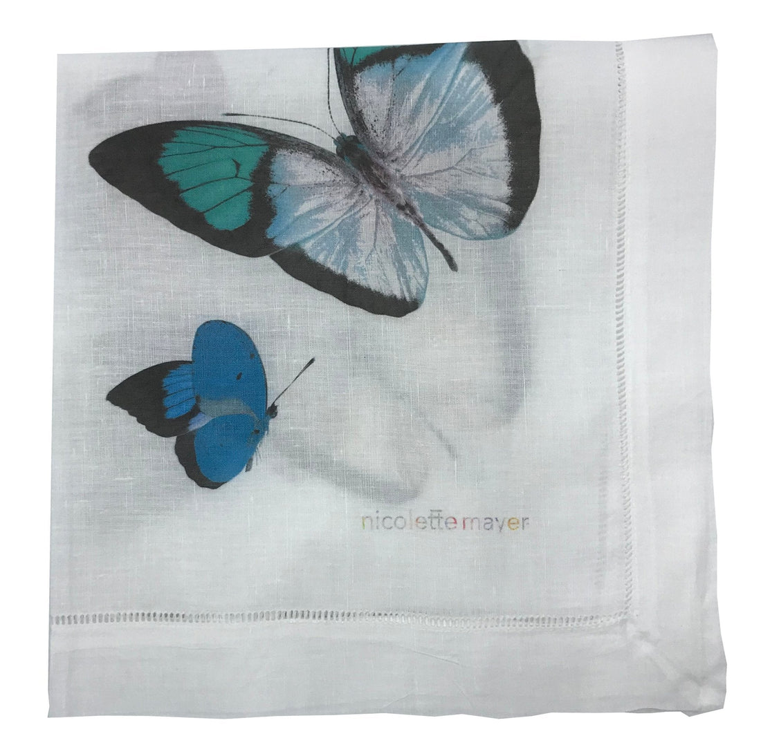 BUTTERFLIES 22&quot;X22&quot; HEMSTITCH DINNER NAPKIN, SET OF 4 - nicolettemayer.com