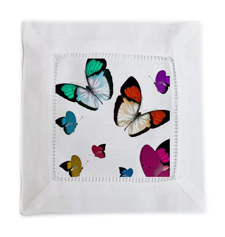 BUTTERFLIES 6X6 Cotton Sateen Cocktail Napkins, SET OF 4 - nicolettemayer.com