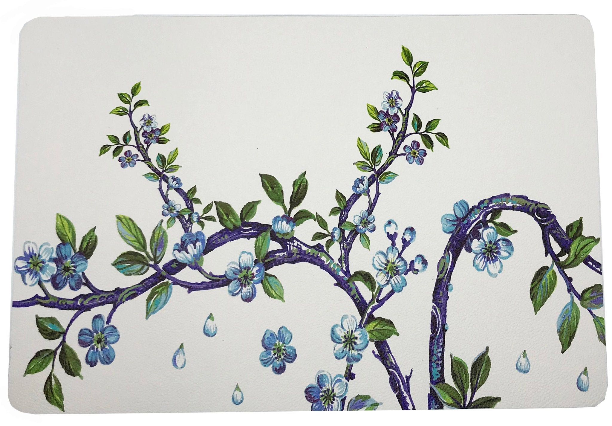 Cherry Blossom Blue 17.5 Rectangle Pebble Placemat, Set Of 4 - nicolettemayer.com