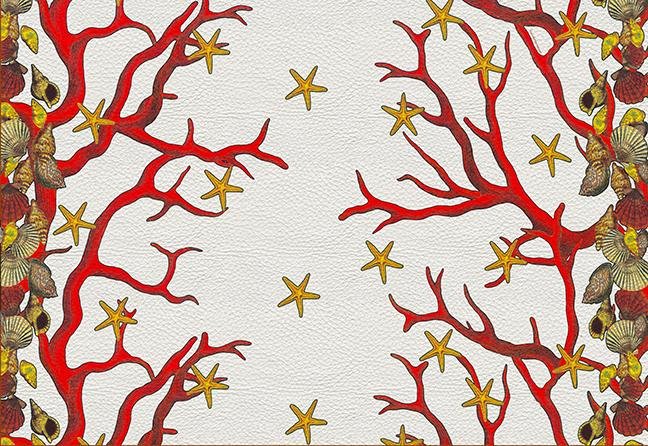 Coral Reef White Red 17&quot; Rectangle Pebble Placemat Set of 4 - nicolettemayer.com