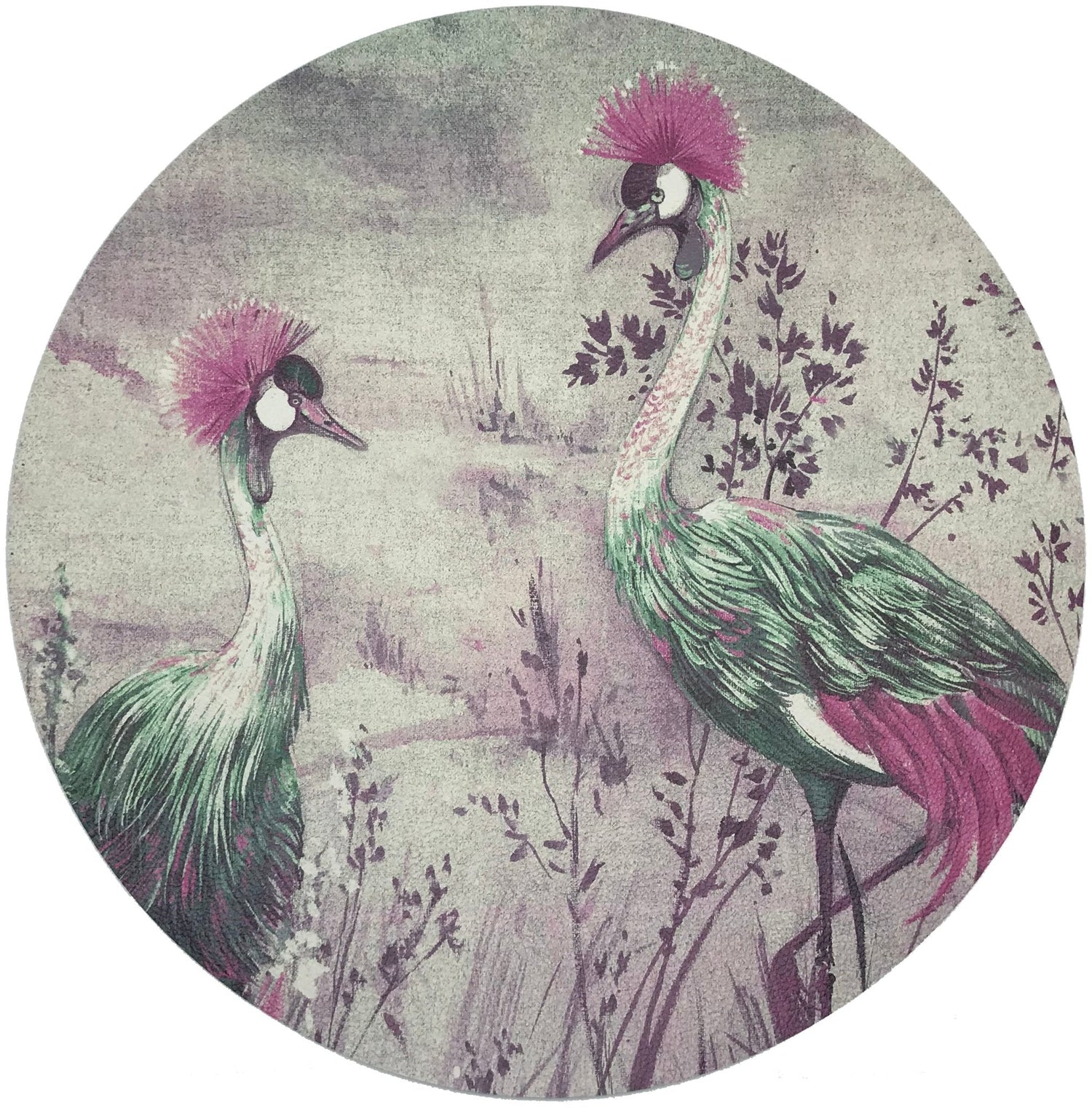 Crested Crane Canovas 16&quot; Round Pebble Placemat, Set Of 4 - nicolettemayer.com