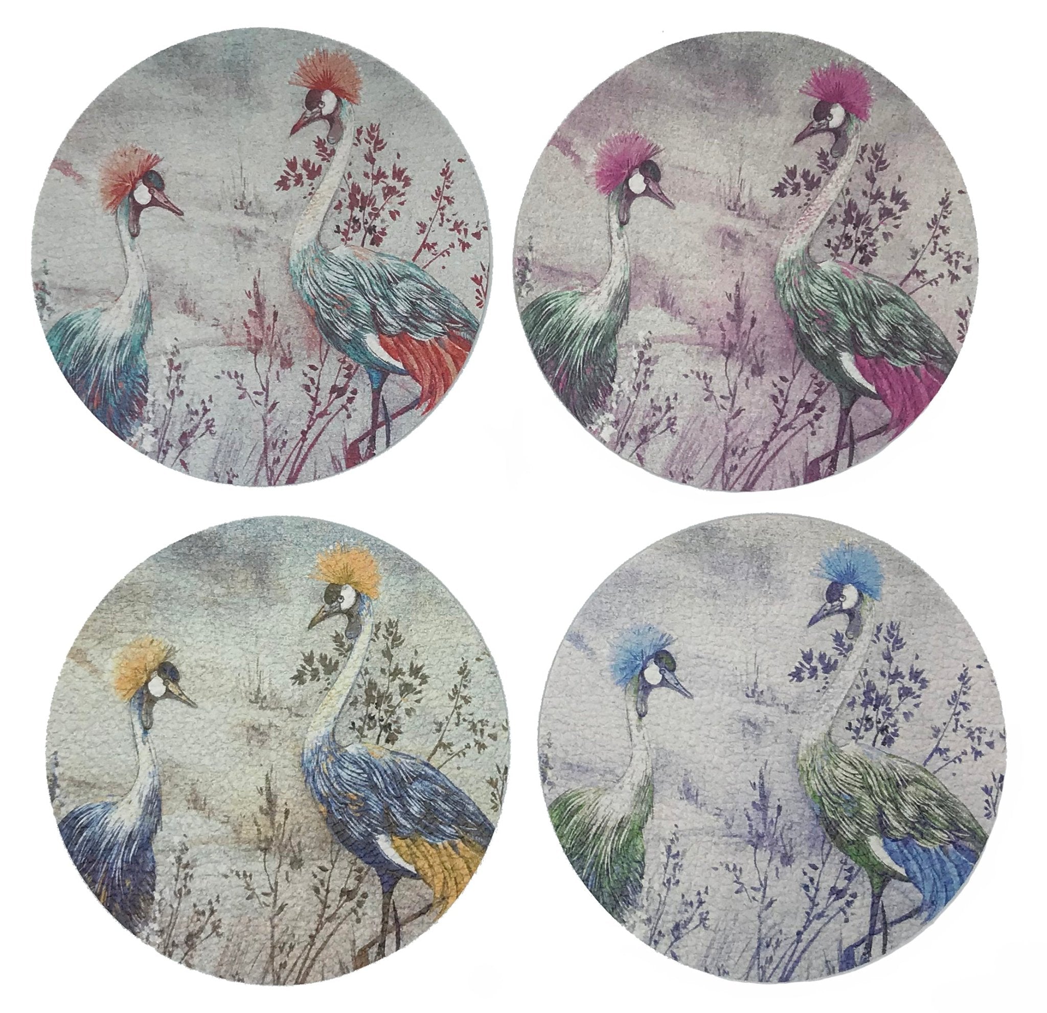 CRESTED CRANE COASTER SET OF 4 - nicolettemayer.com